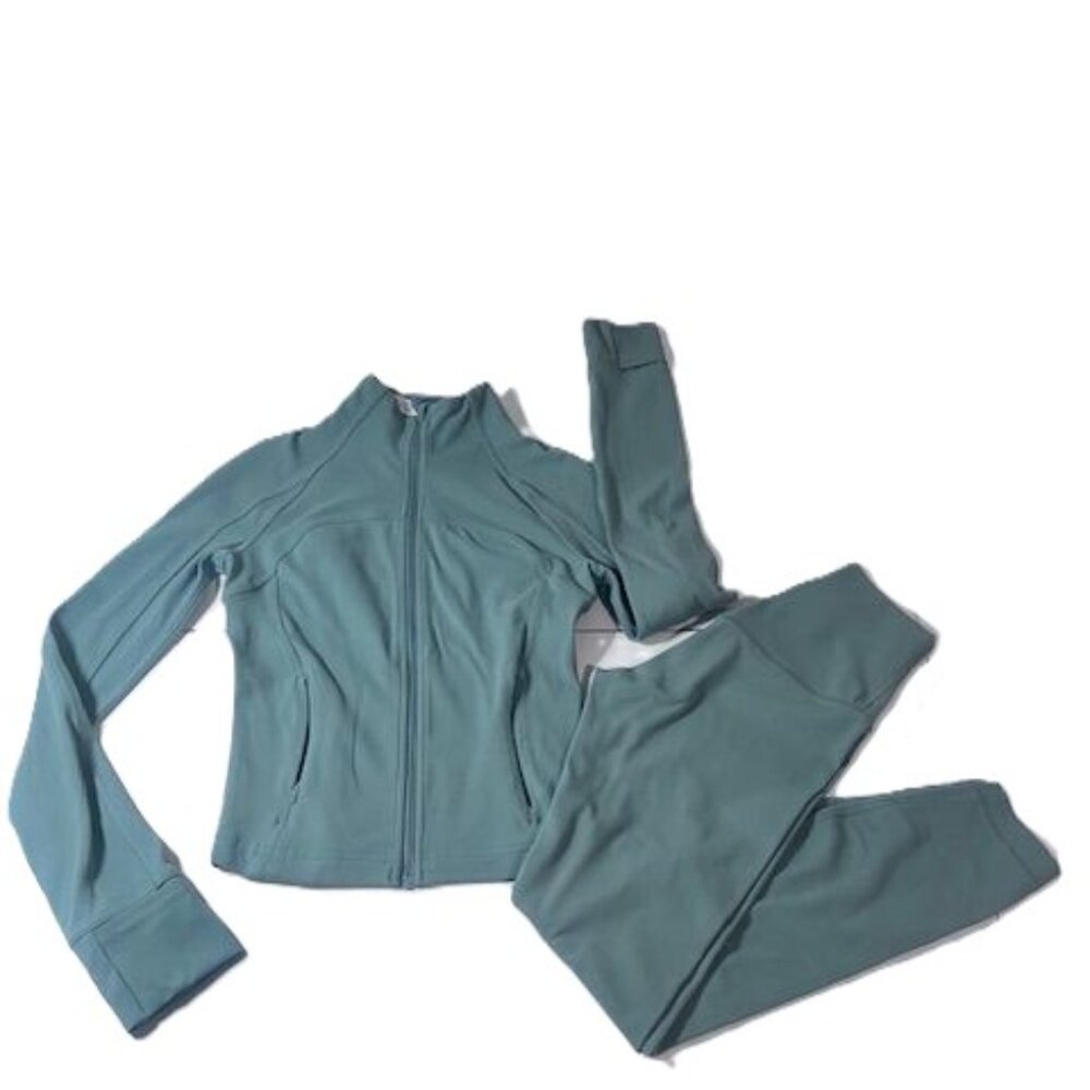 Lululemon Soft Green Nulu Cropped Define Jacket & Align Pant Set – Size 2
